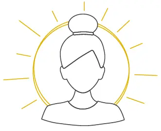 sunburst behind person icon